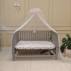 Pink Ruffled Baby Mosquito Net Canopy for Crib or Playpen