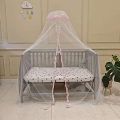 Pink Ruffled Baby Mosquito Net Canopy for Crib or Playpen