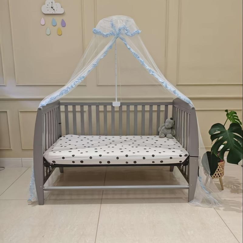 Pink Ruffled Baby Mosquito Net Canopy for Crib or Playpen