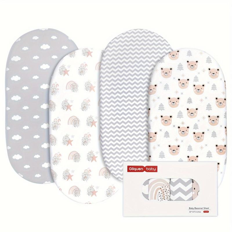 4pcs Animal Print Bassinet Sheets Ultra Soft Breathable Microfiber
