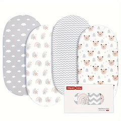 4pcs Animal Print Bassinet Sheets Ultra Soft Breathable Microfiber