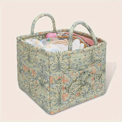 Large Capacity Flower & Grass Garden Style Fabric Storage Basket