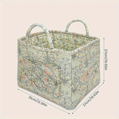 Large Capacity Flower & Grass Garden Style Fabric Storage Basket