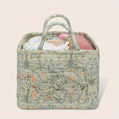 Large Capacity Flower & Grass Garden Style Fabric Storage Basket