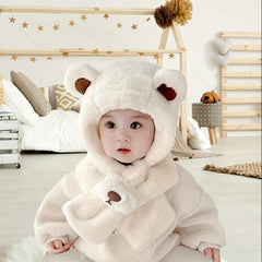 Plush Velvet Warm Hat with Scarf - Girl Boy Hat