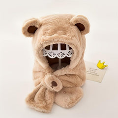 Plush Velvet Warm Hat with Scarf - Girl Boy Hat