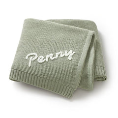 Personalized Hand Embroidered Baby Name Knitted Blanket