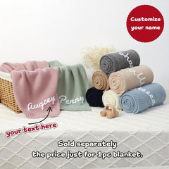 Personalized Hand Embroidered Baby Name Knitted Blanket
