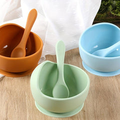 Silicone Suction Cup Bowl Spoon Set for Kids