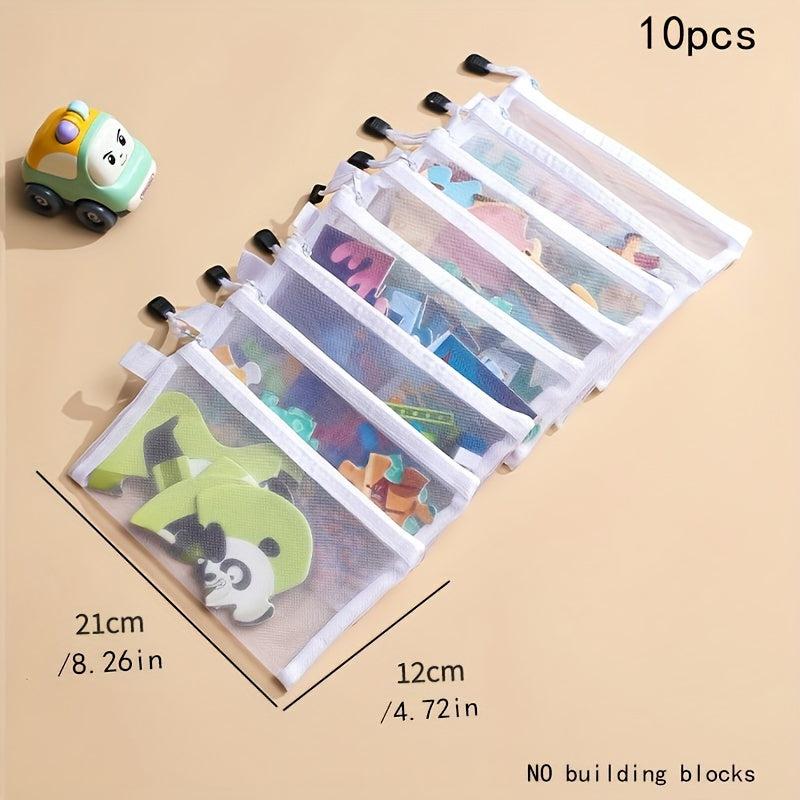 Set of 10 Fabric Storage Bags for Toys & Stationery Organization