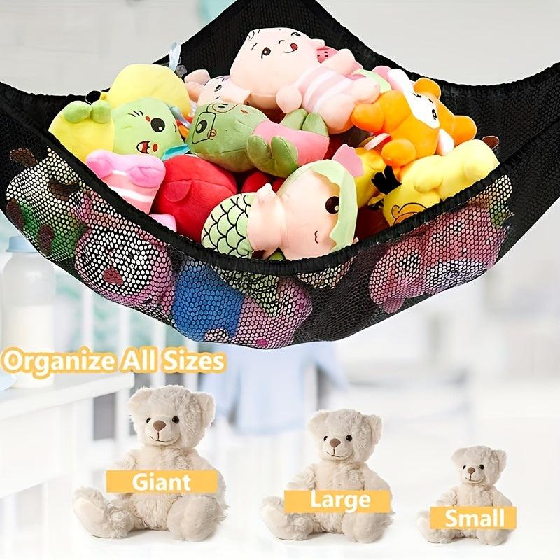 Large Fabric Net Hammock Corner Hanging Organizer for Plush Toys