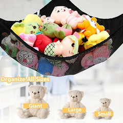 Large Fabric Net Hammock Corner Hanging Organizer for Plush Toys