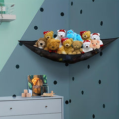 Large Fabric Net Hammock Corner Hanging Organizer for Plush Toys