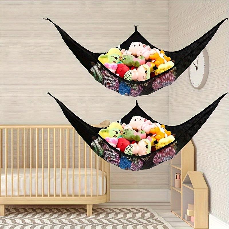 Large Fabric Net Hammock Corner Hanging Organizer for Plush Toys