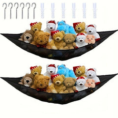 Large Fabric Net Hammock Corner Hanging Organizer for Plush Toys
