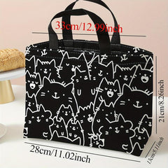 Cat Print Insulated Lunch Bag Waterproof Thermal Tote