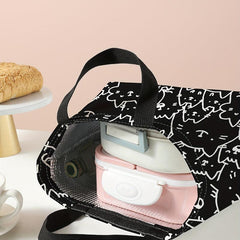 Cat Print Insulated Lunch Bag Waterproof Thermal Tote