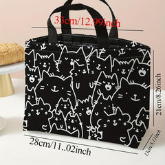 Cat Print Insulated Lunch Bag Waterproof Thermal Tote