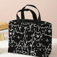 Cat Print Insulated Lunch Bag Waterproof Thermal Tote