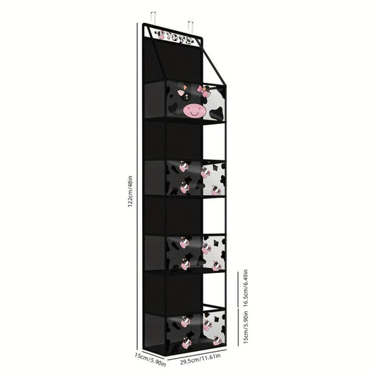Cow Print Over the Door Organizer with 4 Clear Pockets