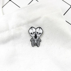 Twin Skull Pin Halloween Ornament Party Accessory