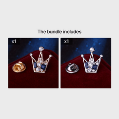 Men's Crown Collar Pin Crystal Collar Clip