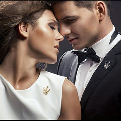 Men's Crown Collar Pin Crystal Collar Clip