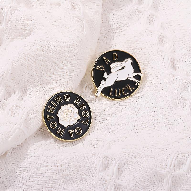 No Sleep Club Enamel Pins Brooches Punk Cat Bad Luck Rabbit Rose Lapel Badges