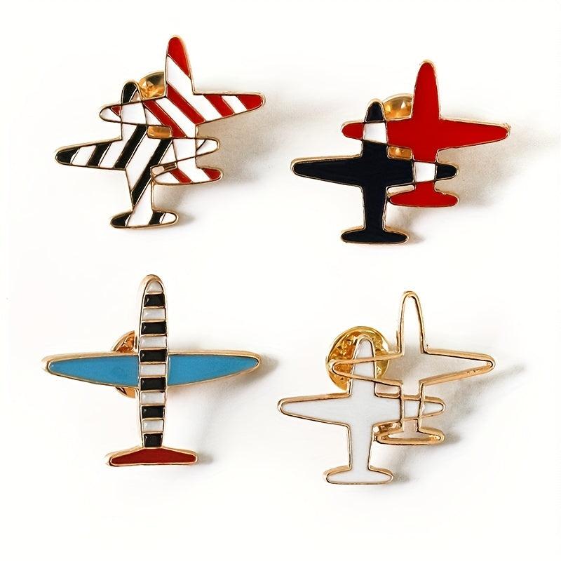 Men's Small Airplane Brooch Flower Badge Striped Airplane Brooch