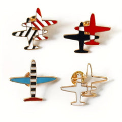 Men's Small Airplane Brooch Flower Badge Striped Airplane Brooch