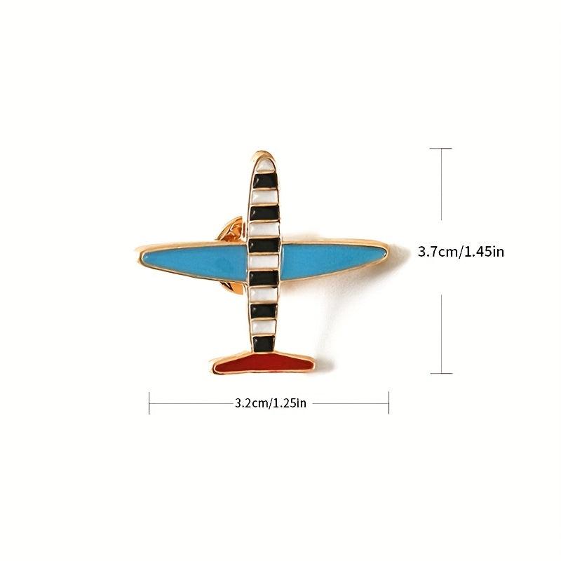 Men's Small Airplane Brooch Flower Badge Striped Airplane Brooch