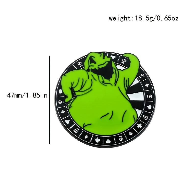 Green Monster Metal Brooch Men's Christmas Eerie Smile