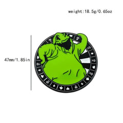 Green Monster Metal Brooch Men's Christmas Eerie Smile