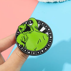 Green Monster Metal Brooch Men's Christmas Eerie Smile