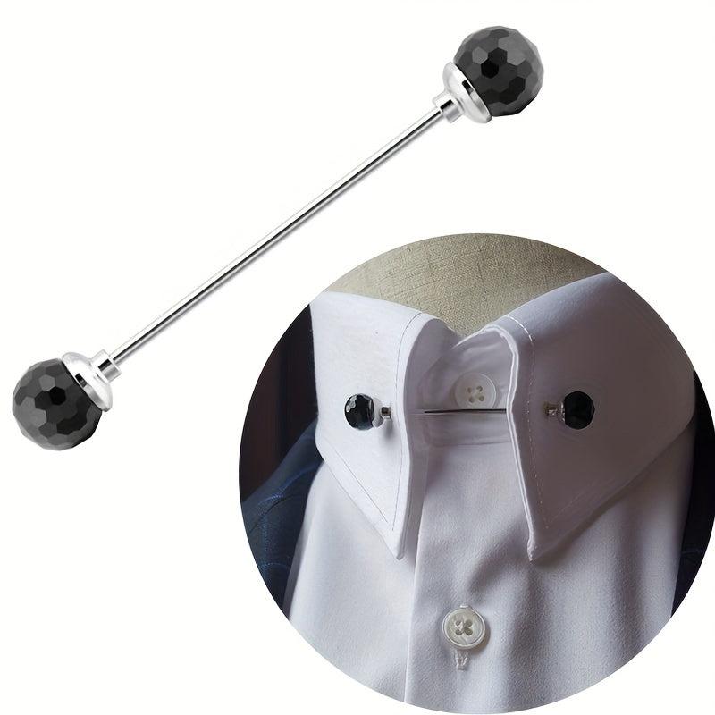 Collar Pin Men's Shirt Round Crystal Ball Hole Collars Pins Business Gift