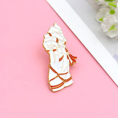 Two Hands Tied Red Rope Couple Brooch
