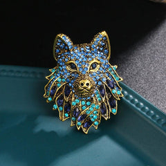 Rhinestone Wolf Brooch Pin Jewelry for Women Men