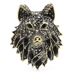 Rhinestone Wolf Brooch Pin Jewelry for Women Men