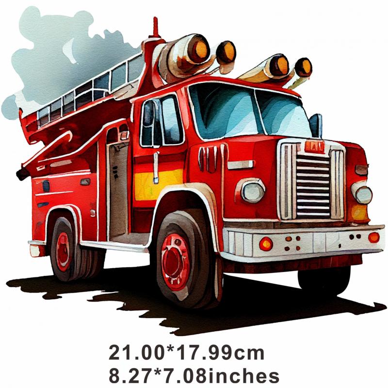 Fire Truck Hand-painted Painting Ink Hot Stamping Ironing Hot Transfer