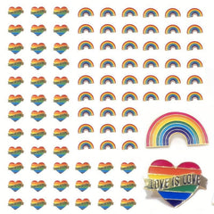 5pcs Rainbow & Heart Enamel Pins Brooches Bag Accessories