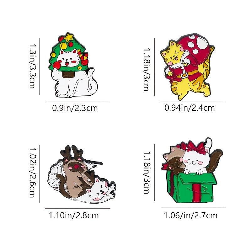 Cat Reindeer Santa Claus Christmas Tree Brooch