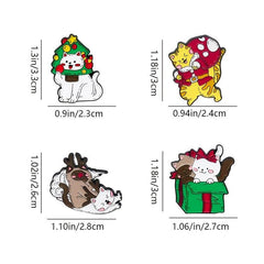 Cat Reindeer Santa Claus Christmas Tree Brooch