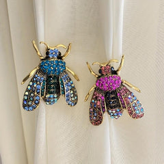 Vintage Bee Rhinestone Brooch Banquet Clothes Pin Scarf Clip