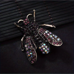 Vintage Bee Rhinestone Brooch Banquet Clothes Pin Scarf Clip