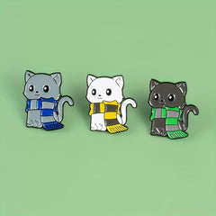 1pc Pins Zinc Alloy 3 Styles Scarf Cat Yellow Green Scarf Kitten Animal Brooch