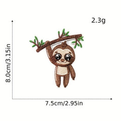8pcs Sloth Iron On Patches Embroidered Applique DIY Crafts Clothing Jacket Jeans