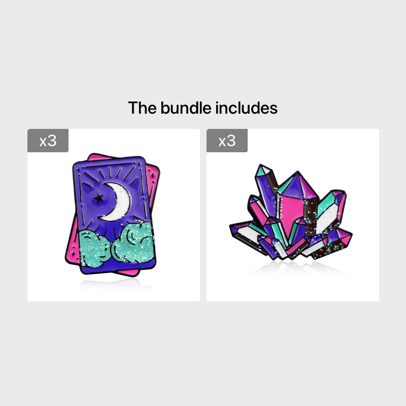 Men's Colorful Tarot Cards Crystal Brooch Shirt Suit Sweater Accessory