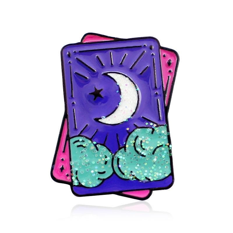 Men's Colorful Tarot Cards Crystal Brooch Shirt Suit Sweater Accessory