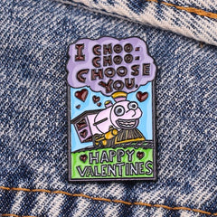 Train Animation Enamel Metal Brooch Accessory