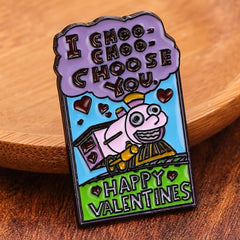 Train Animation Enamel Metal Brooch Accessory